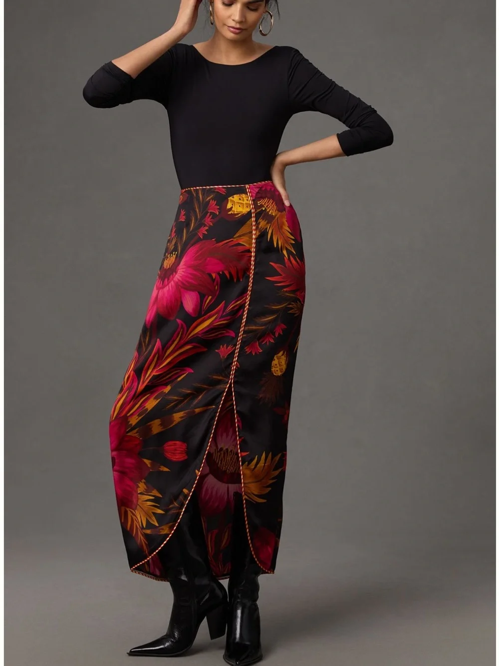 Farm Rio Wrap Front-Slit Midi Skirt - Picture 1 of 5